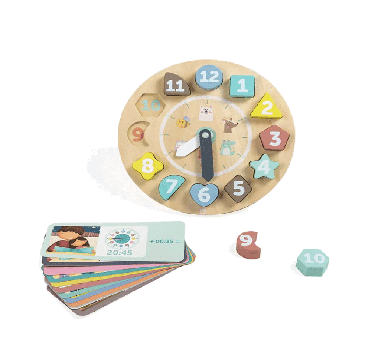 Eurekakids Horloge En Bois Avec Cartes Pour Apprendre L’heure 3ans+