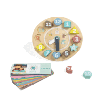 Eurekakids Horloge En Bois Avec Cartes Pour Apprendre L'heure 3ans+