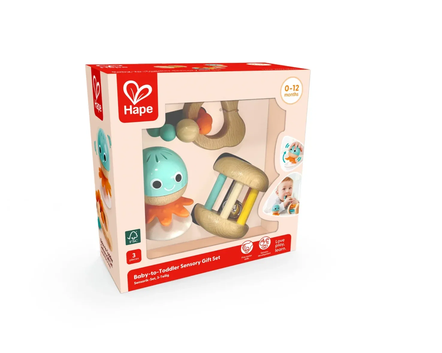 Hape Set de 3 Hochets Sensoriels 0-12m