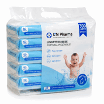 L2N Pharma Lingettes Bébé 99,9% D’Eau Pure – 5 Paquets – 300 Unités