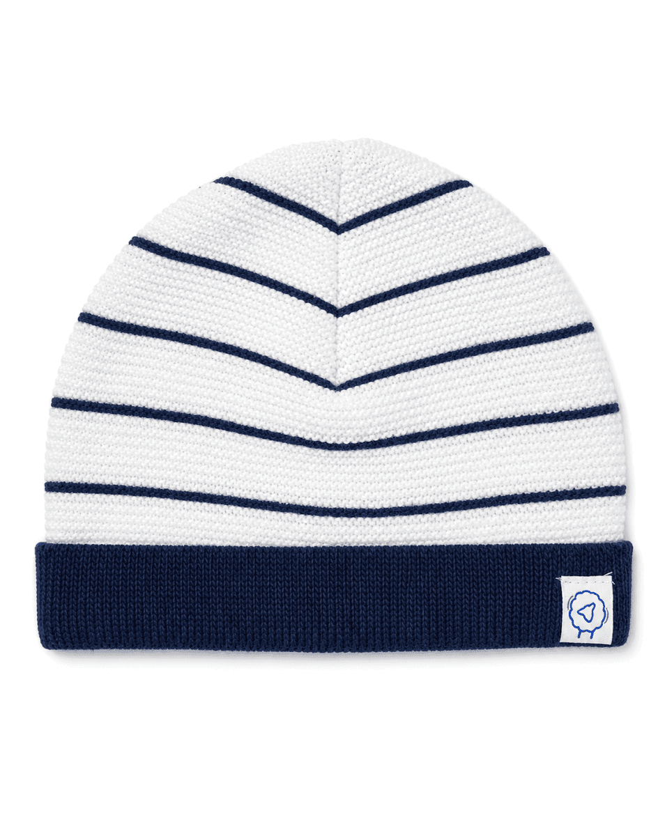 La Manufacture de Layette Bonnet Bébé 3-6mois Ecru Marine