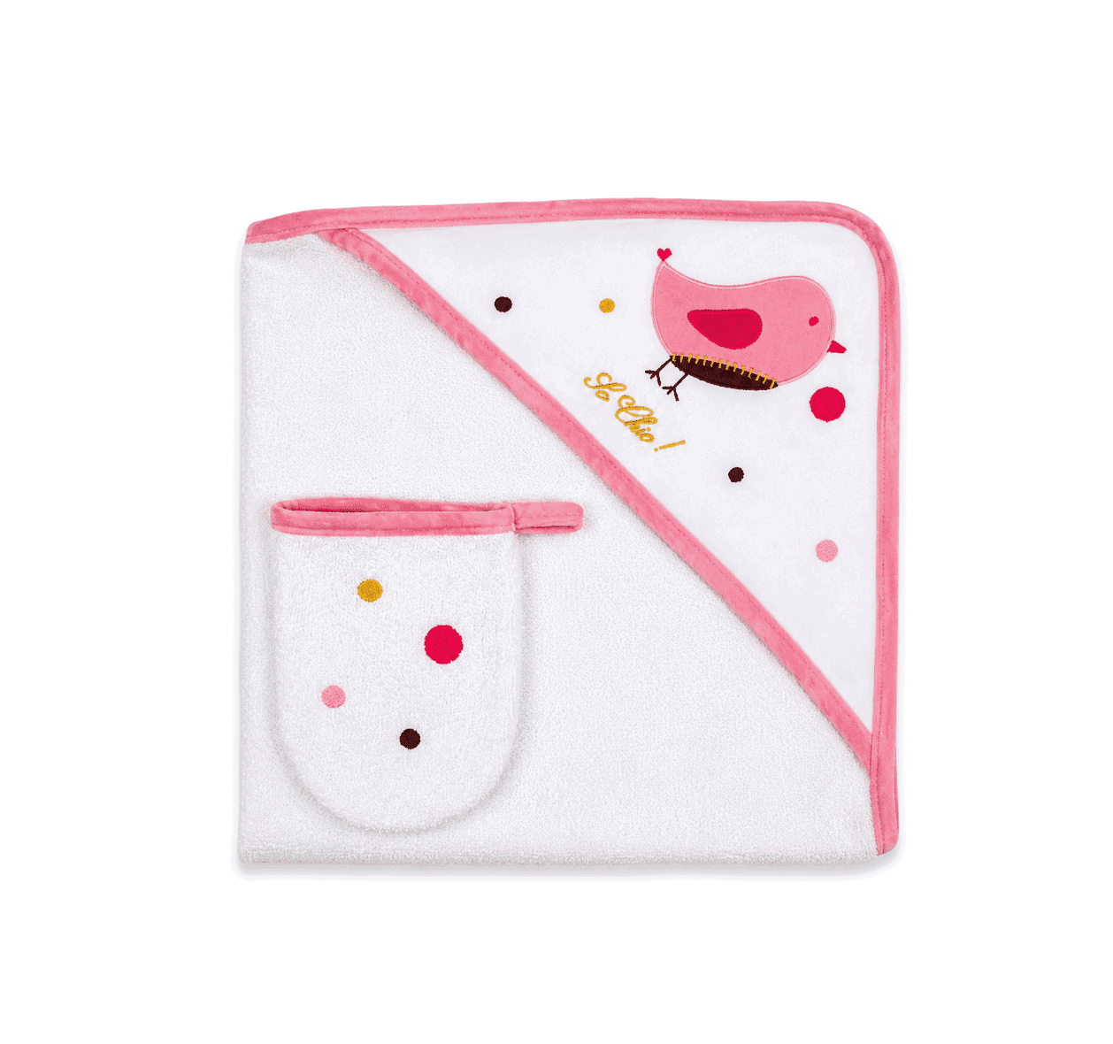 Les Chatounets Sortie de Bain avec Gant Rose