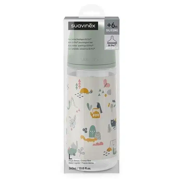 Suavinex Biberon Anti-Coliques avec Tetine Sxpro 360ml 6m+ Vert -3- bebemaman
