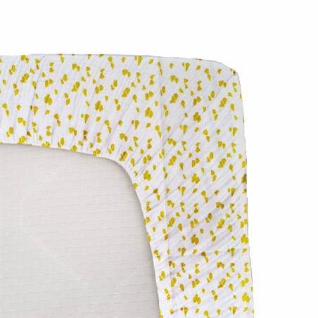 Drap housse jersey Domiva Au fil de l’eau 60×120 cm Savane -BEBEMAMAN