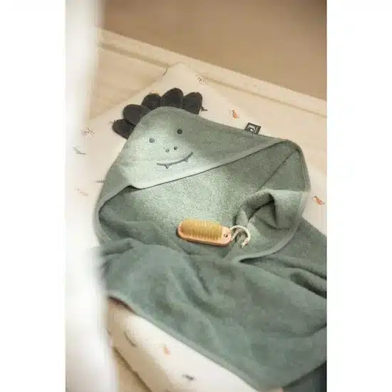 Jollein Cape De Bain Éponge Croco 75x75cm Ash Green -3- bebemaman