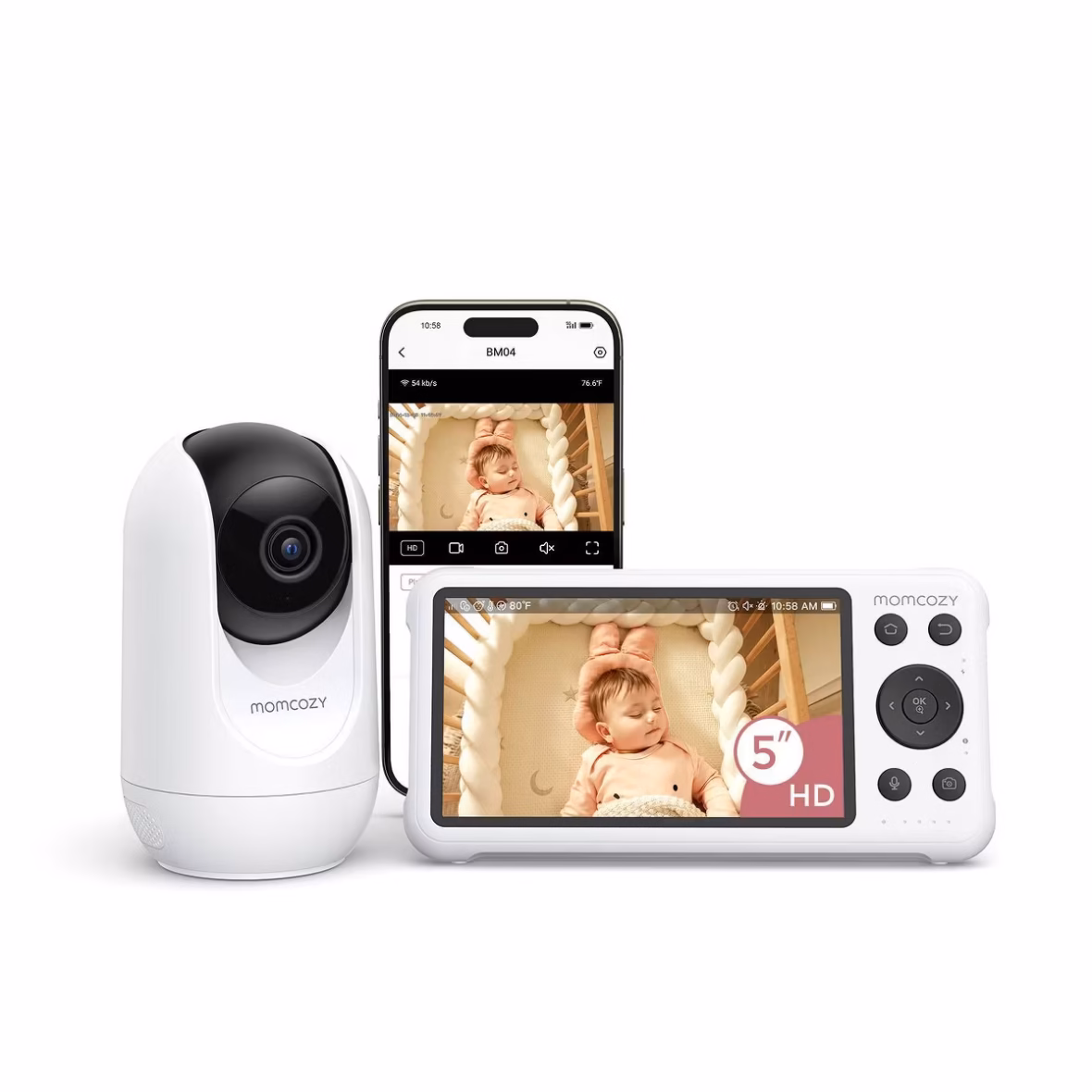 Momcozy Babyphone Vidéo 5″ Double Mode Blanc