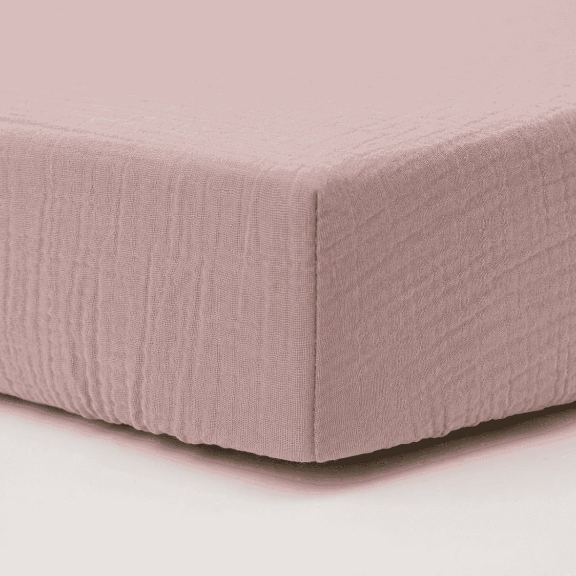 BabyCalin Drap-housse 60×120 Cm Gaze De Coton Écru -Rose