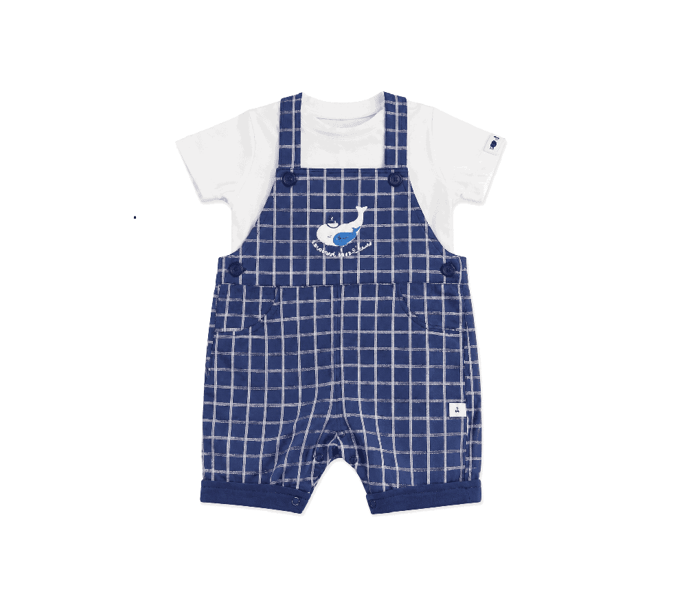 Absorba Ensemble salopette+T-shirt 12m – Bleu