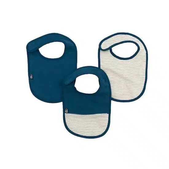 Domiva Lot de 3 bavoirs en mousseline 6-12m Indigo Au fil de l’eau
