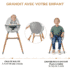 Kinderkraft Chaise Haute 2en1 Fini 2 Gris