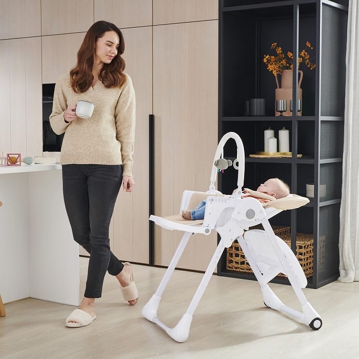 Kinderkraft Chaise Haute 2en1 Tummie Beige -2- bebemaman