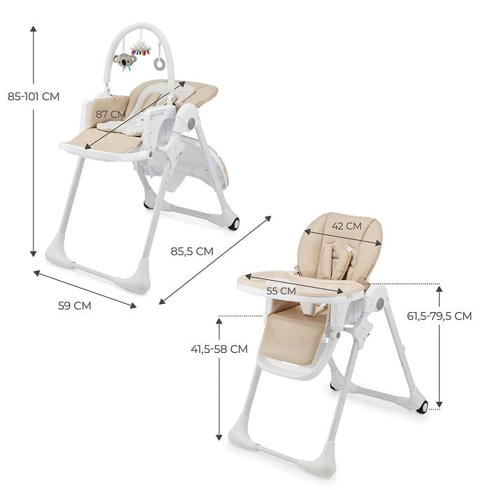 Kinderkraft Chaise Haute 2en1 Tummie Beige -5- bebemaman