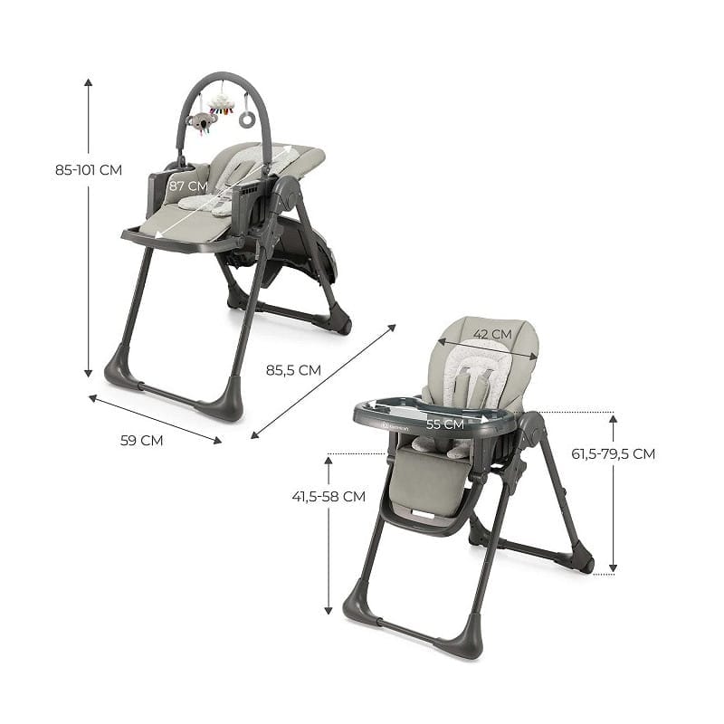 Kinderkraft Chaise Haute 2en1 Tummie Gris -4- bebemaman