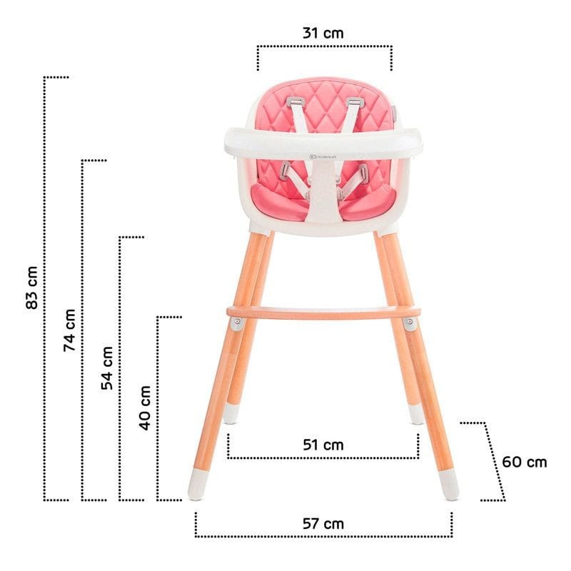 Kinderkraft Chaise Haute Sienna Rose -2- bebemaman