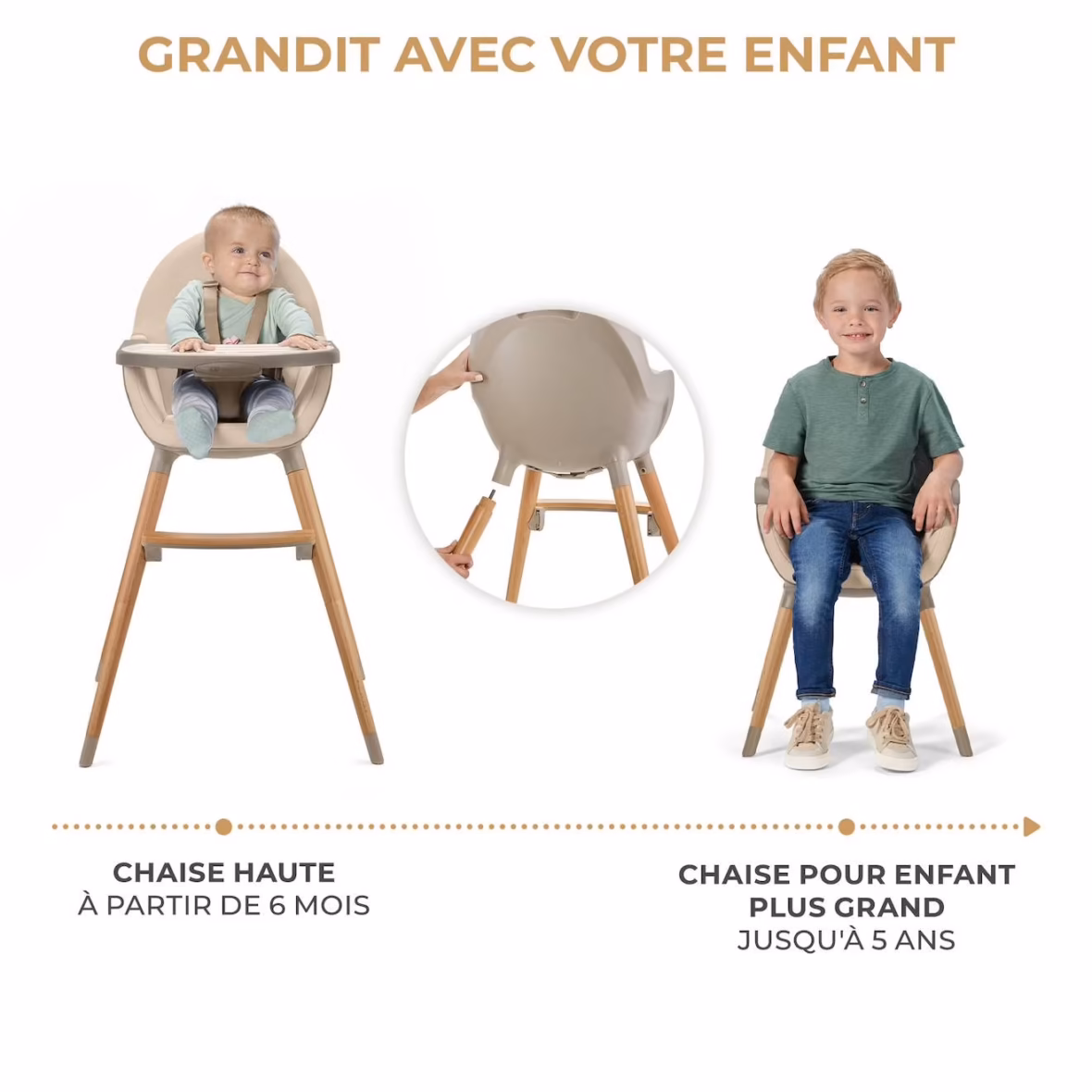 Kinderkraft Chaise Haute évolutive 2en1 Fini 2 Beige -3- bebemaman
