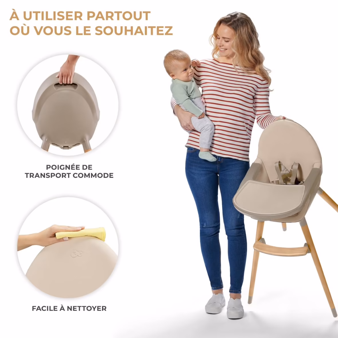 Kinderkraft Chaise Haute évolutive 2en1 Fini 2 Beige -6- bebemaman