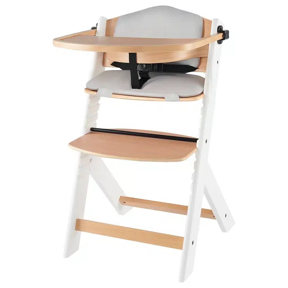 Kinderkraft Chaise Haute évolutive Enock en Bois avec Coussin