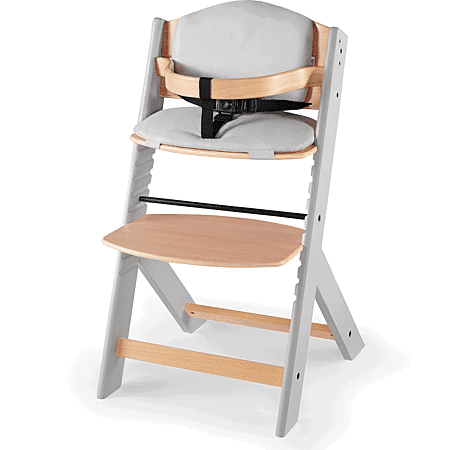 Kinderkraft Chaise Haute évolutive Enock en Bois avec Coussin Gris -4- bebemaman