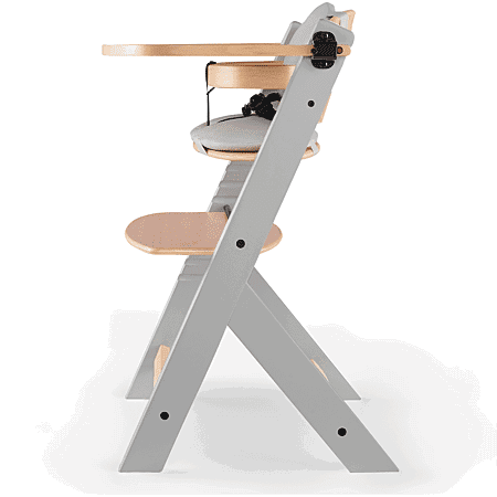 Kinderkraft Chaise Haute évolutive Enock en Bois avec Coussin Gris -7- bebemaman