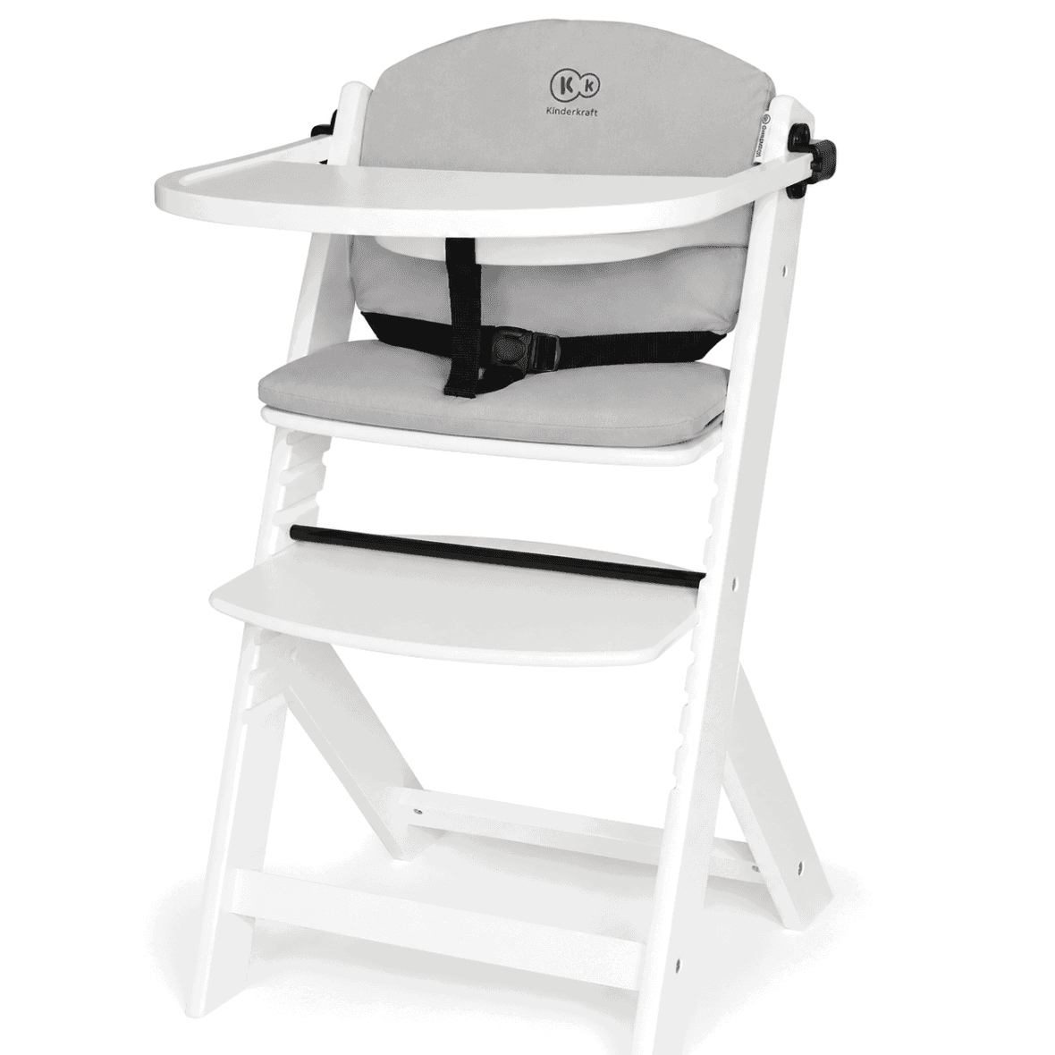 Kinderkraft Chaise Haute évolutive Enock en Bois avec Coussin – Blanc