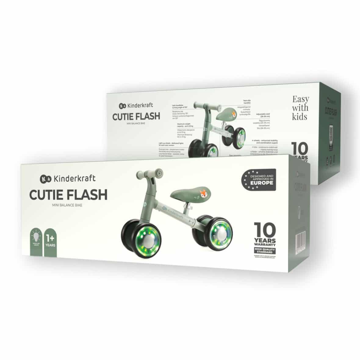 Kinderkraft Mini Draisienne bébé Cutie Flash avec Roues Led 2ans+ Vert -10- bebemaman