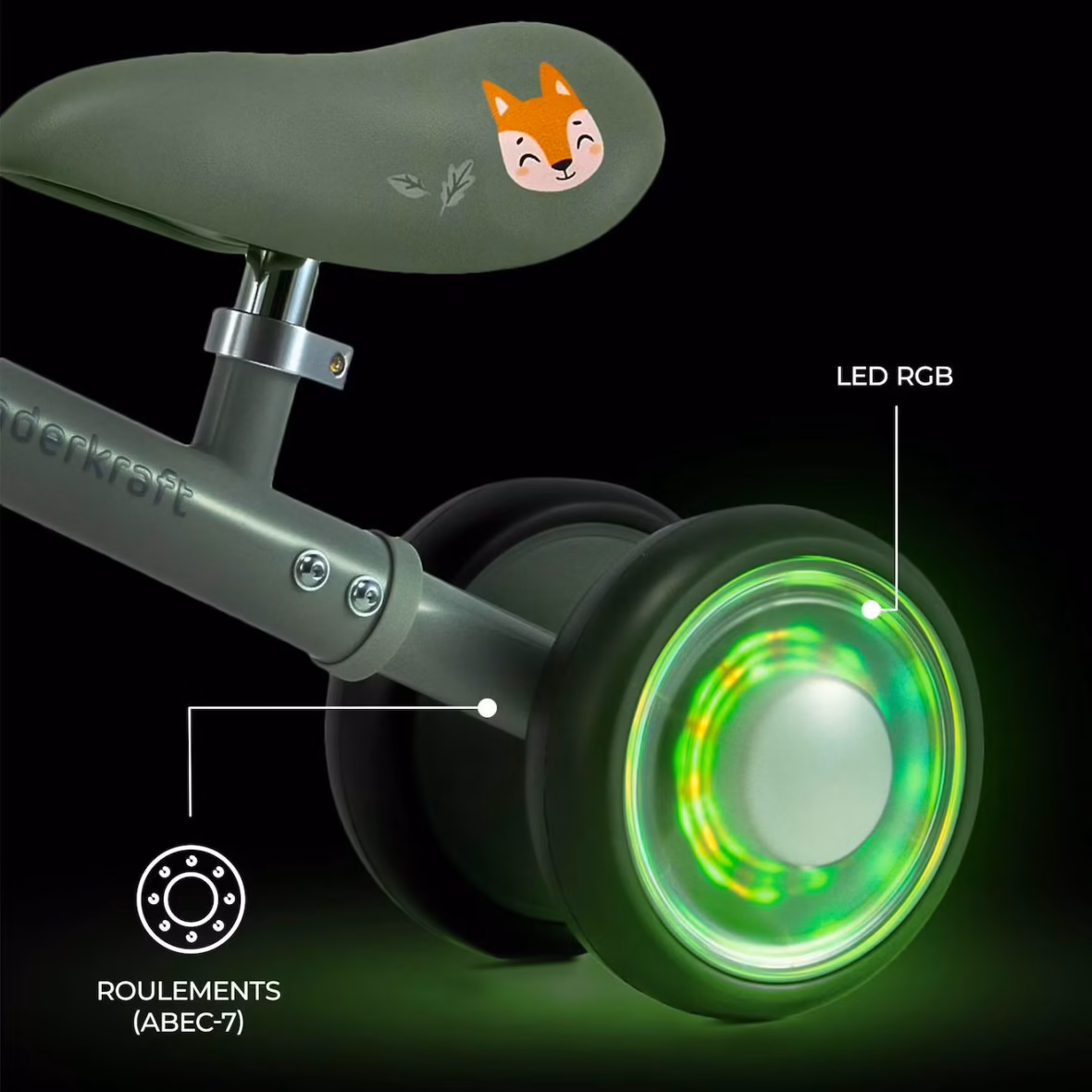 Kinderkraft Mini Draisienne bébé Cutie Flash avec Roues Led 2ans+ Vert -3- bebemaman