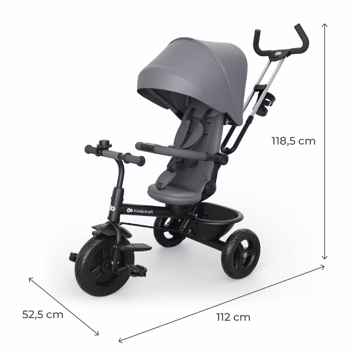 Kinderkraft Tricycle Aston 2 Plus 6en1 Gris -6- bebemaman