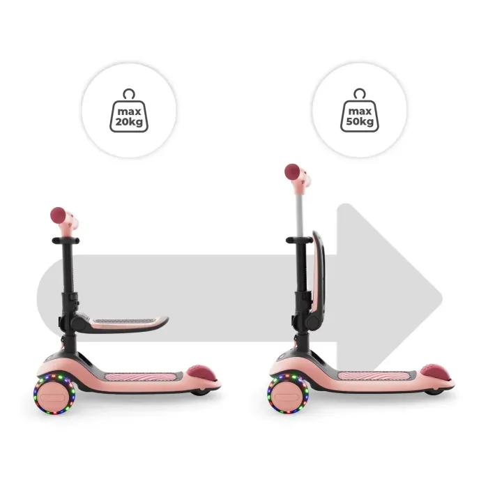 Kinderkraft Trottinette 2en1 Halley 2 Rose -4- bebemaman