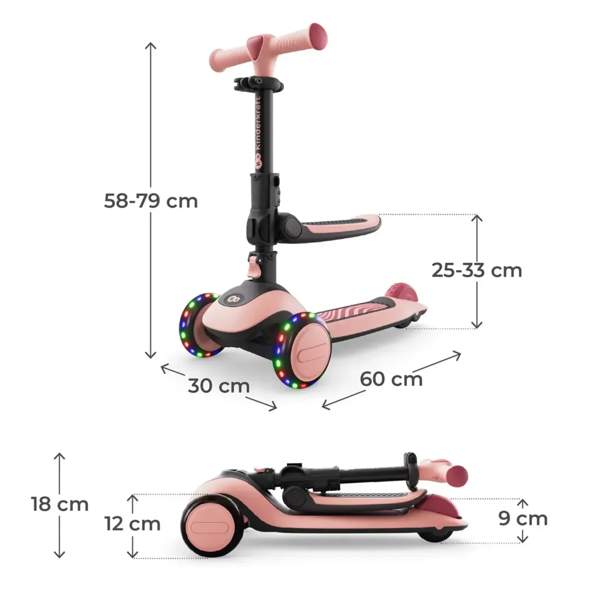 Kinderkraft Trottinette 2en1 Halley 2 Rose -9- bebemaman