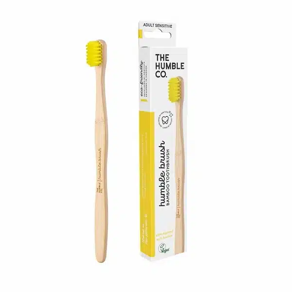 The Humble Co – Brosse à dents multicolores en bambou pour enfants – Jaune