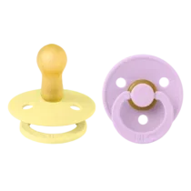BIBS Colour lot de 2 sucettes caoutchouc naturel 6m+ Sunshine Violet Sky
