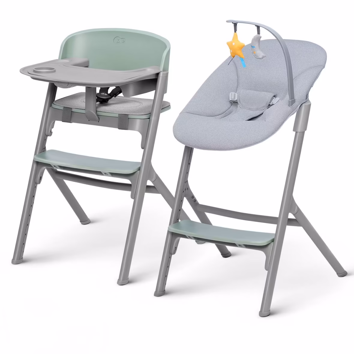 Kinderkraft Chaise Haute 4en1 Livy avec Transat Calmee Olive Green -1- bebemaman