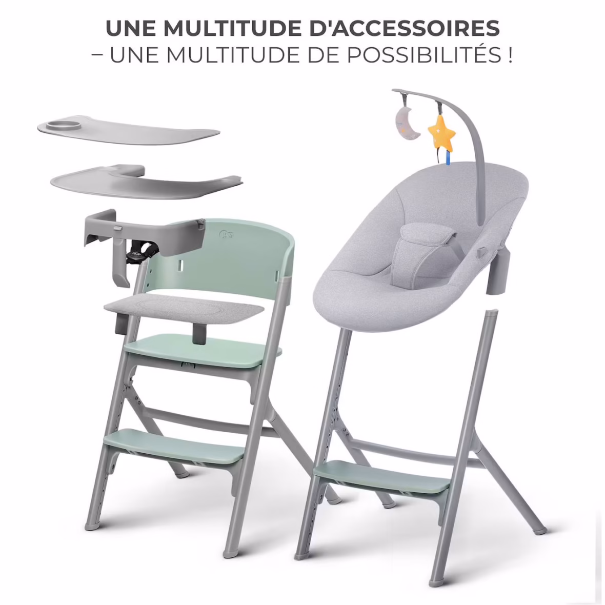 Kinderkraft Chaise Haute 4en1 Livy avec Transat Calmee Olive Green -5- bebemaman
