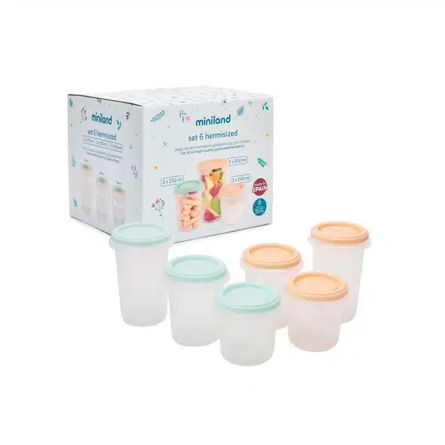 Miniland Lot de 6 Pots de Conservation Multicolore