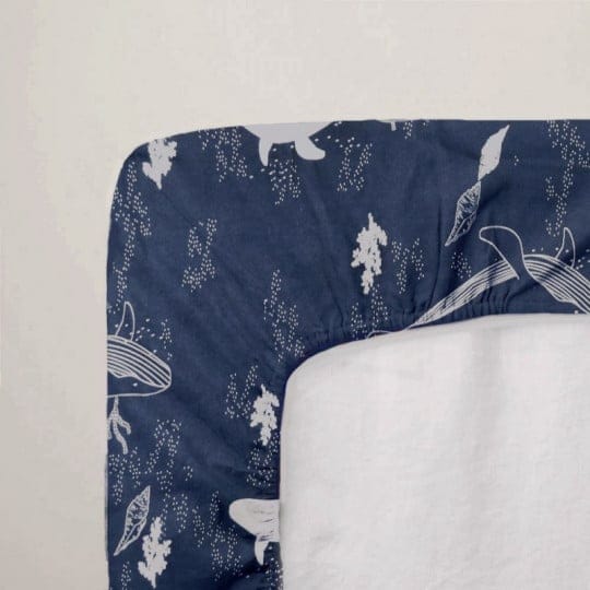 Mon P’tit Dodo Drap Housse en Jersey Imprimé 60x120cm Baleine -2- bebemaman