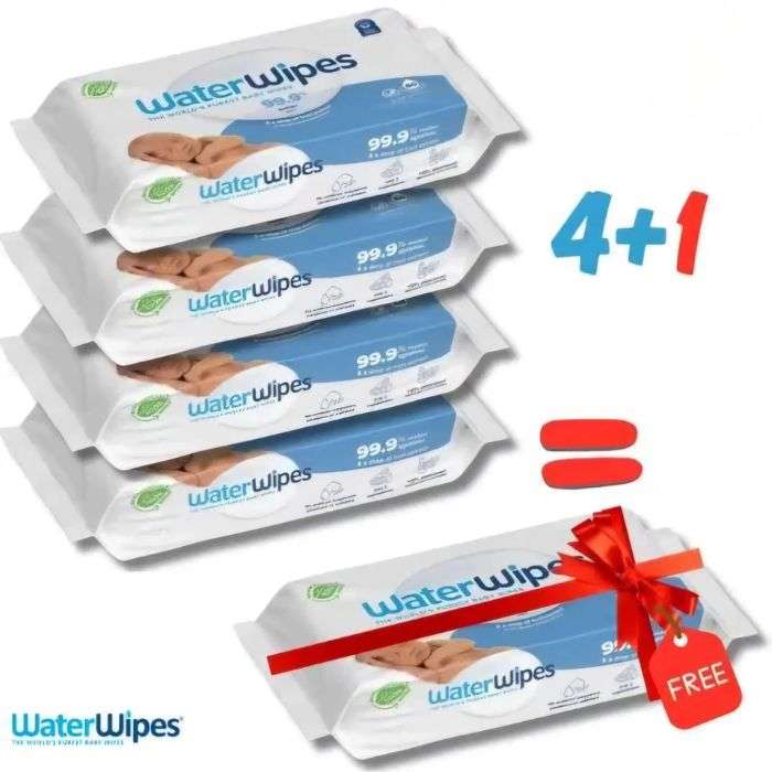 WaterWipes Pack Lingettes bébé 4×60 unités + 1 Offert