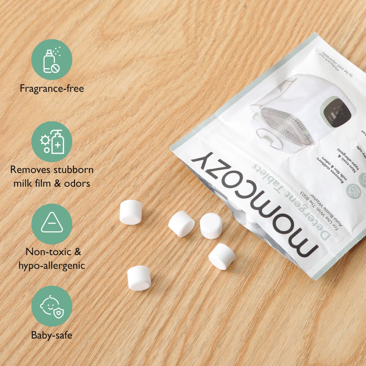 Pastilles détergentes Momcozy KleanPal Pro sans parfum hypoallergéniques