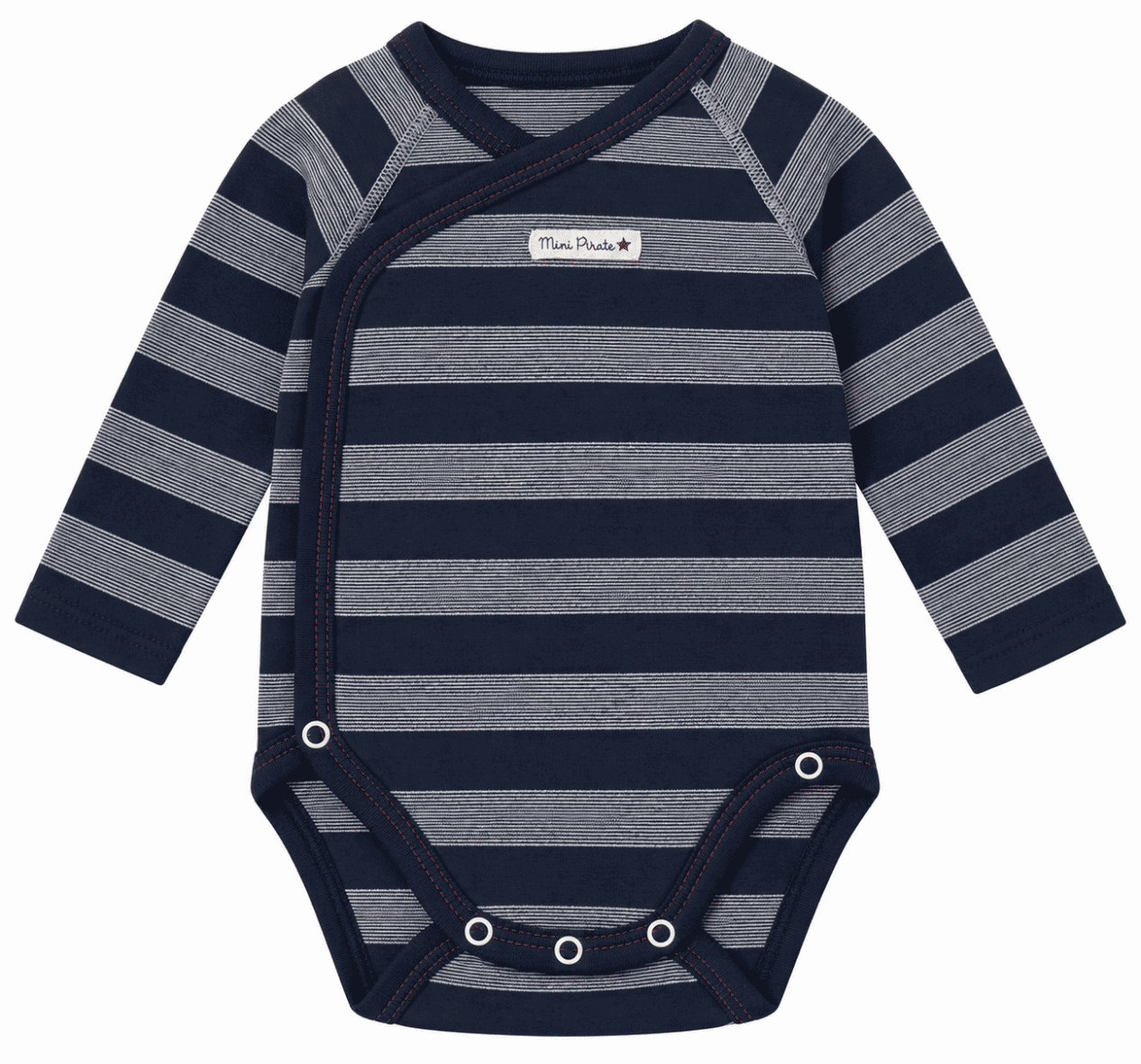 Absorba Lot de 2 Bodies Cache-Cœur Mini Pirate – Écru & Bleu Marine