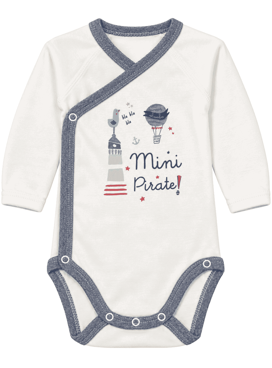 Absorba Lot de 2 Bodies Cache-Cœur Mini Pirate Écru et Bleu Marine -2-bebemaman