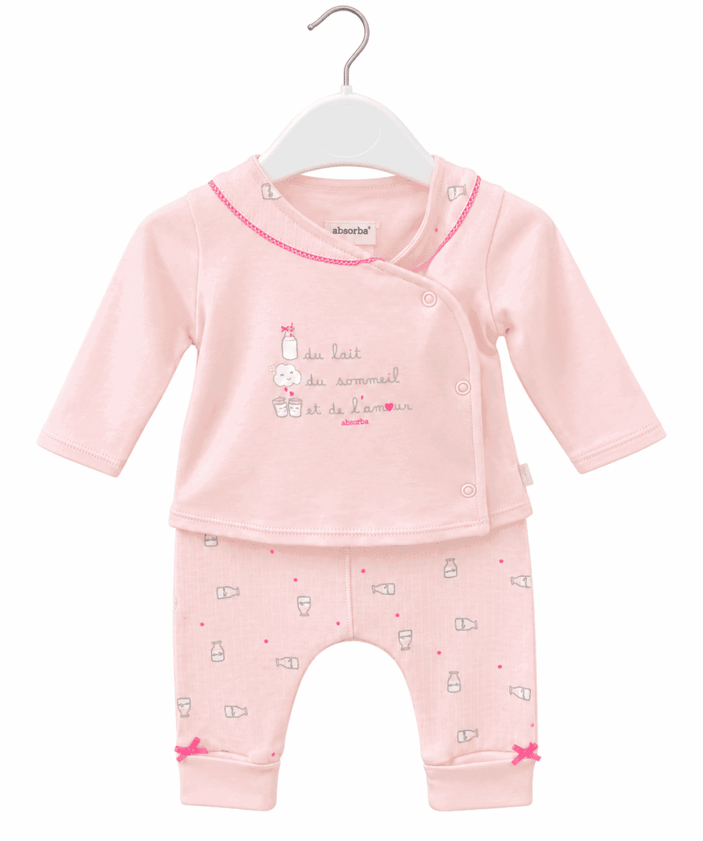 Absorba Ensemble Long Bébé Fille – Rose Pâle 1 Mois