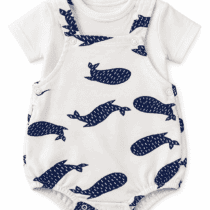 BabyBol Ensemble Bébé 2 Pièces Blanc et Bleu Marine Motifs Baleines
