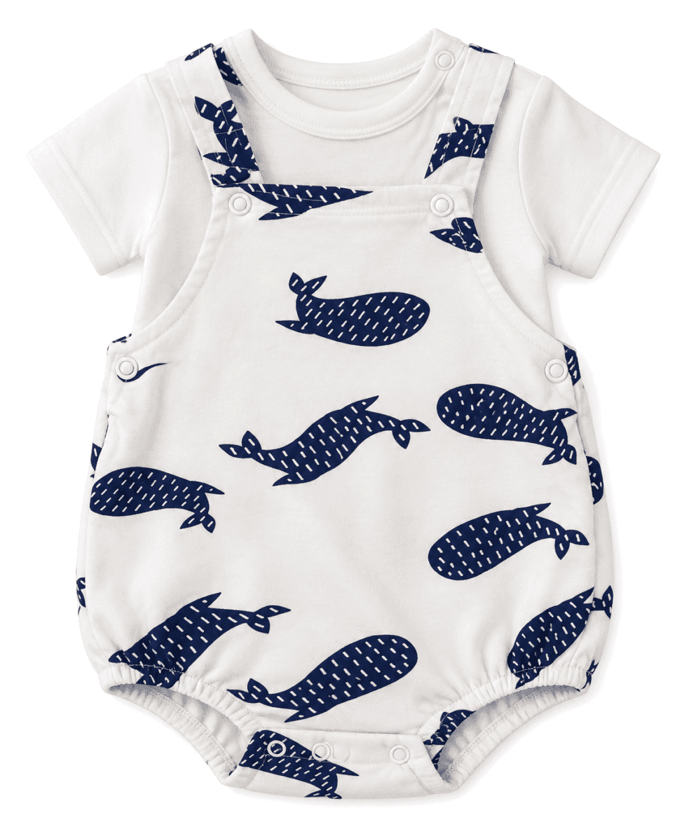 BabyBol Ensemble Bébé 2 Pièces Baleines – Blanc & Bleu Marine