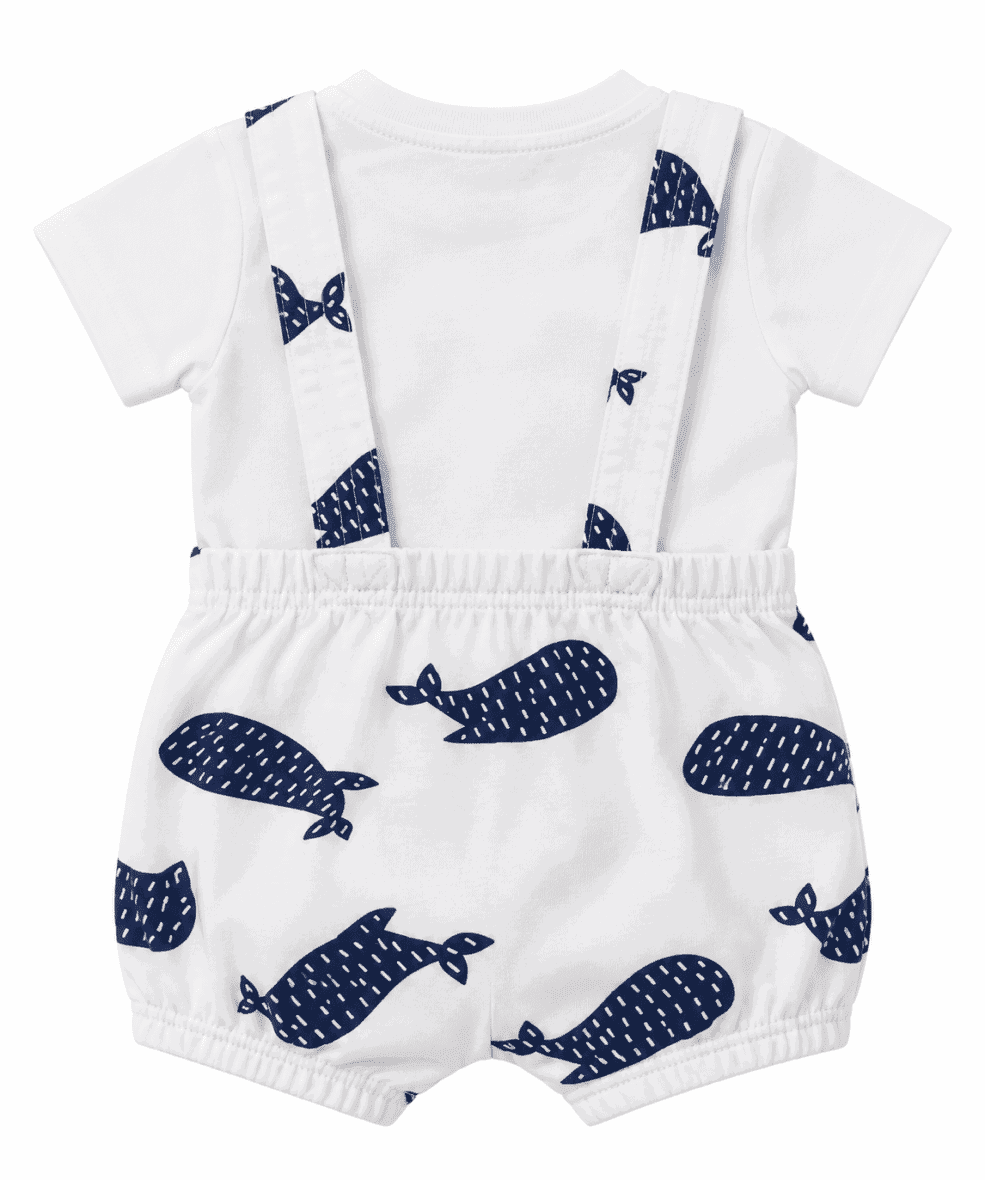 BabyBol Ensemble Bébé 2 Pièces Blanc et Bleu Marine Motifs Baleines -2-bebemaman