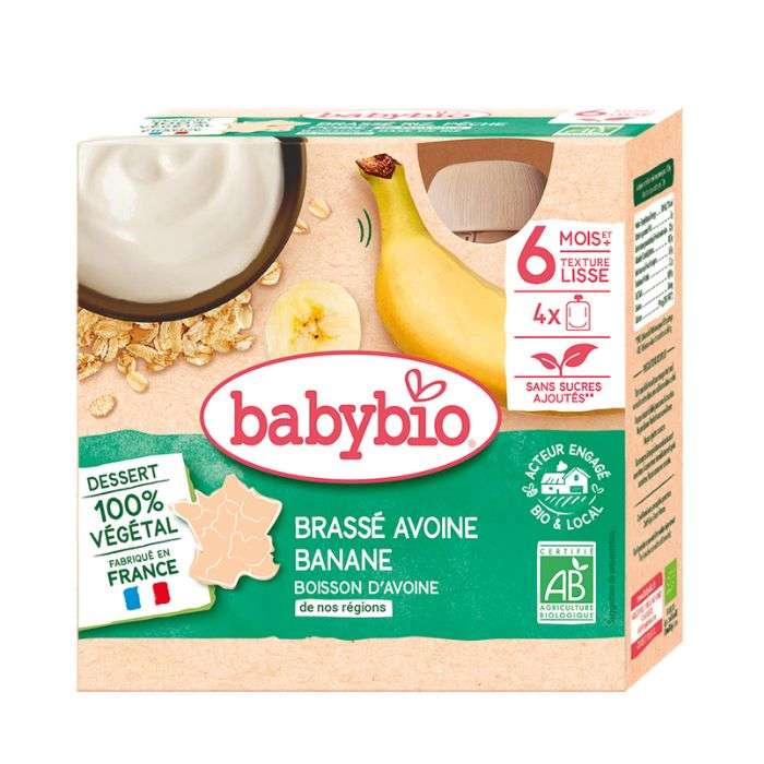 Babybio Crème Semoule Avoine Banane Bio 6m+ 4×85 g