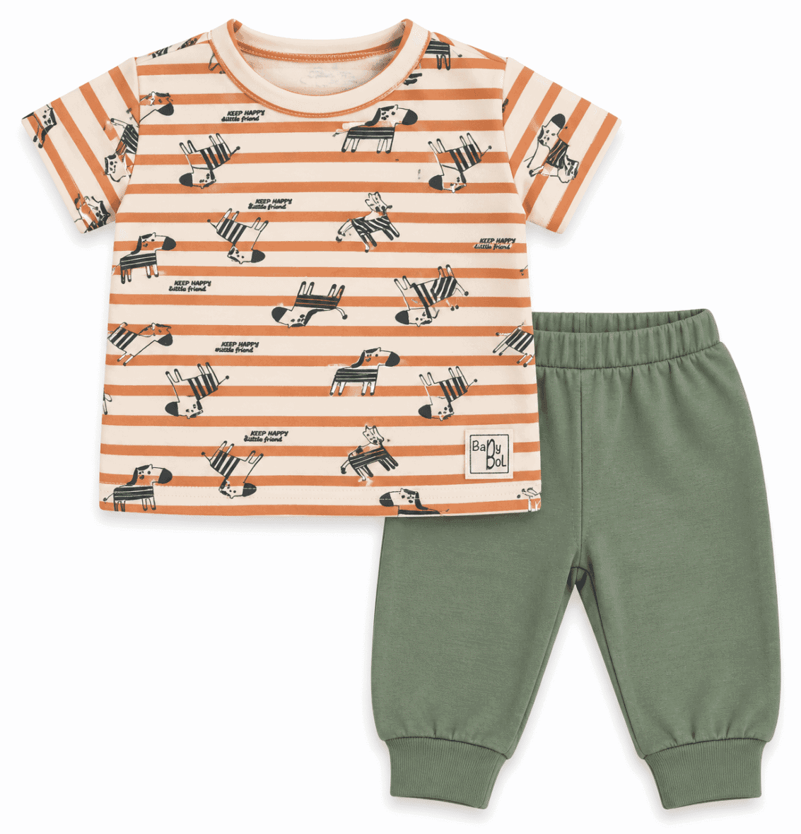 Babybol Ensemble Bébé 2 Pièces Motifs Chiens – Orange & Vert