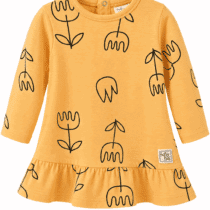 Babybol tunique bébé fille orange clair 3 mois à motifs floraux noirs et bas volanté