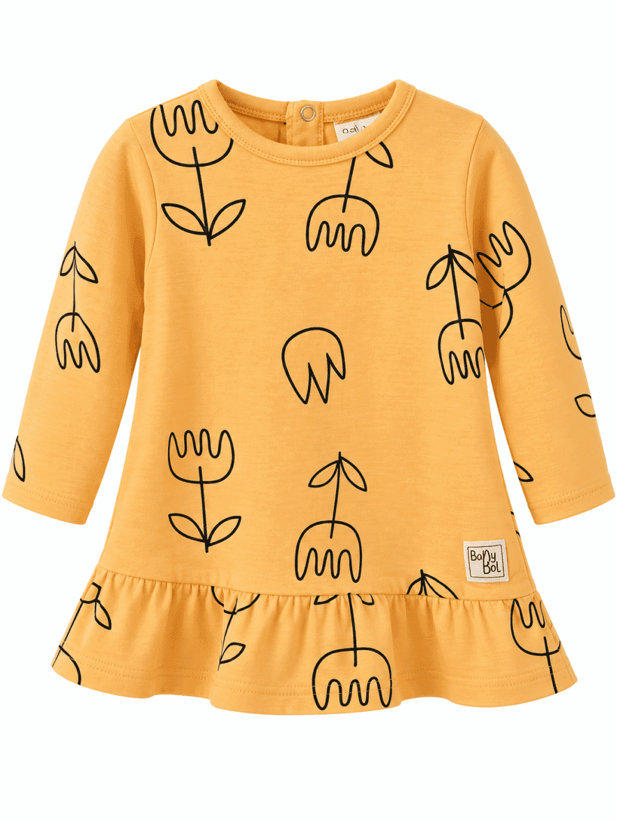 Babybol Tunique Bébé Fille à Manches Longues Orange Clair – 3 Mois