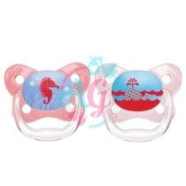 Dr Brown's lot de 2 sucettes PreVent Butterfly roses 0-6 mois avec motifs hippocampe et baleine