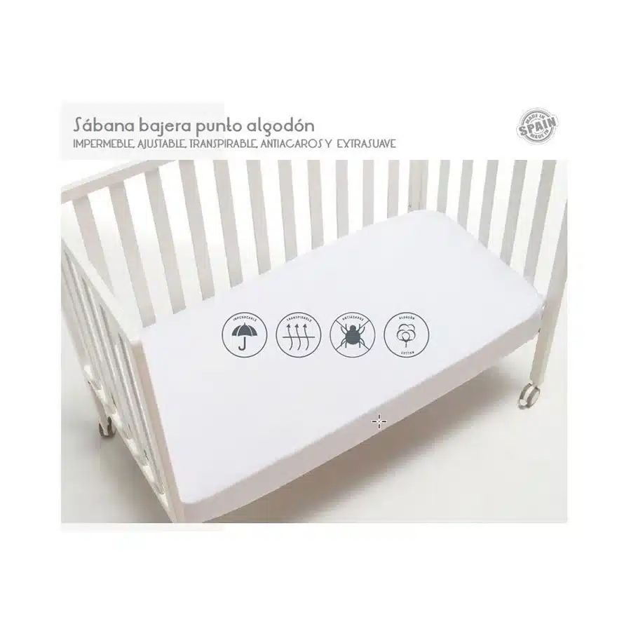 Interbaby Drap-Housse Imperméable et Respirant 60 × 120 cm – Blanc