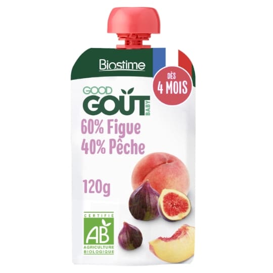 Good Goût Gourde Bébé Figue Pêche Bio 120 g 4m+